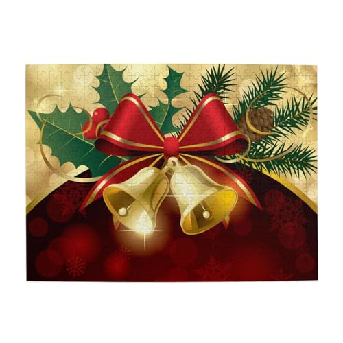 Weihnachtspuzzle mit roten und goldenen Glocken, 500 Teile, für Erwachsene – Holzpuzzle für Erwachsene und ältere Menschen Weihnachtspuzzle mit roten und goldenen Glocken, 500 Teile, für Erwachsene – Holzpuzzle für Erwachsene und ältere Menschen von BYwenhopnbs