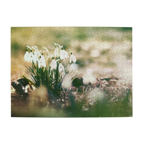 Wild Spring Snowdrop, 500-teiliges Puzzle für Erwachsene – Holzpuzzle für Erwachsene und ältere Menschen von BYwenhopnbs