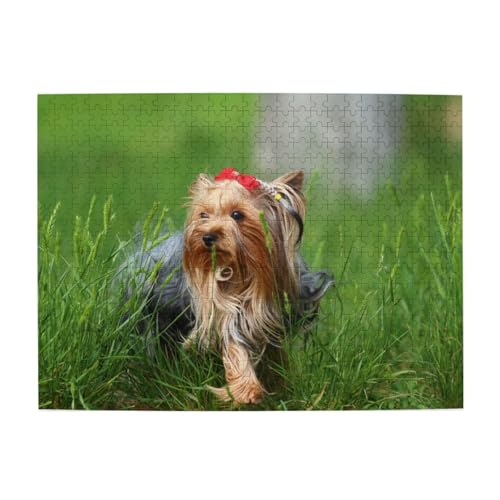 Yorkshire Terrier Rasen Niedliche Hunde Sommer Rote Schleife, 500 Teile Puzzle für Erwachsene – Holzpuzzle für Erwachsene und ältere Menschen Yorkshire Terrier Rasen Niedliche Hunde Sommer Rote Schleife, 500 Teile Puzzle für Erwachsene – Holzpuzzle für Erwachsene und ältere Menschen von BYwenhopnbs