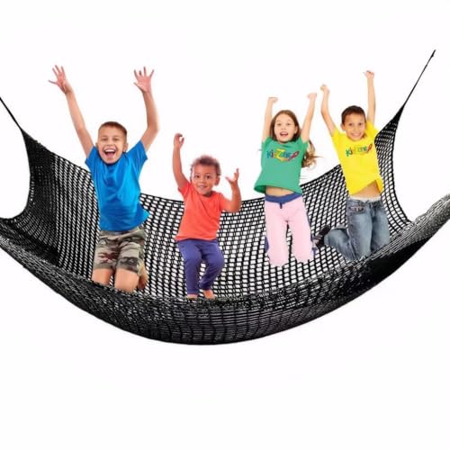 Kletter-Ladungsnetz für Kinder – Doppellagiges, Robustes Spielplatz-Sicherheitsnetz, Outdoor-Kletternetz für Baumhauszubehör, Hinterhof, Dschungel-Hindernistrai(Size:3mx6m(9.8x19.6ft),Color:schwarz) von BZPOVB