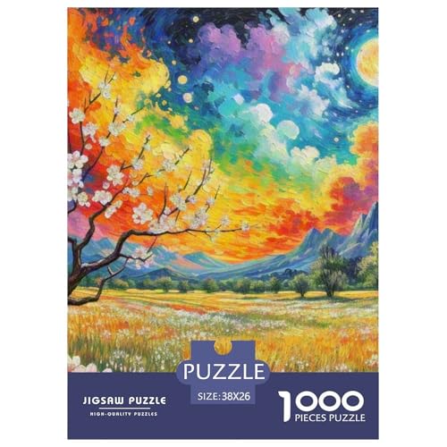 Aprikosenblüte 1000 Stücke Landschaft Puzzle Für Erwachsene Farbenfrohes Clever Rätsel Für Erwachsene Und Kinder 38x26cm/1000pcs von BZZOLASP