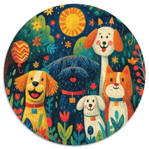 Art Hund 1000 Teile Kreisförmiges Puzzle Clever Rätsel Farbenfrohes Für Erwachsene Und Kinder 1000pcs (67.5x67.5cm) von BZZOLASP