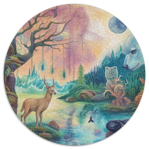 Bären and Hirsch 1000 Teile Dschungeltiere Jigsaw Puzzles Impossible Game Farbenfrohes Für Erwachsene Und Kinder 1000pcs (67.5x67.5cm) von BZZOLASP