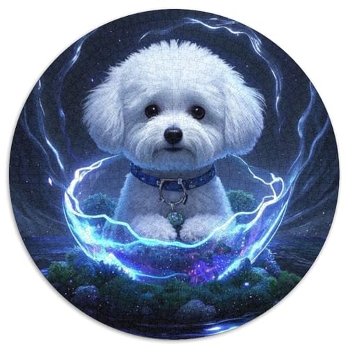 Bichon Frise 1000 Teile Kreisförmiges Puzzle Impossible Spiel Farbenfrohes Für Erwachsene Und Kinder 1000pcs (67.5x67.5cm) von BZZOLASP