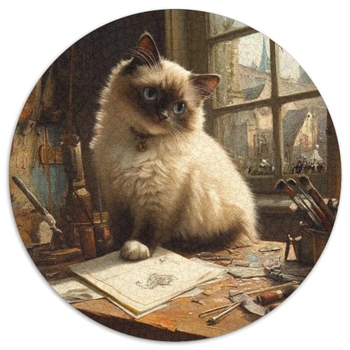 Birman 1000 Teile Kreisförmiges Puzzle Farbenfrohes Clever Rätsel Für Erwachsene Und Kinder 1000pcs (67.5x67.5cm) von BZZOLASP