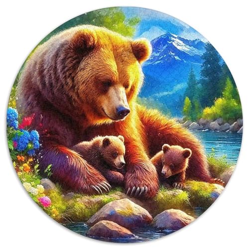 Braun Bär 1000 Teile Braun Bär Kreisförmiges Puzzle Clever Rätsel Für Erwachsene Und Kinder 1000pcs (67.5x67.5cm) von BZZOLASP