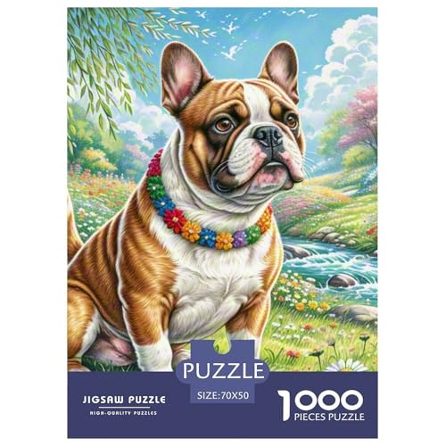BullHund Terrier 1000 Teile Tiere Puzzle Für Erwachsene Clever Rätsel Farbenfrohes Für Erwachsene Und Kinder 70x50cm/1000pcs von BZZOLASP
