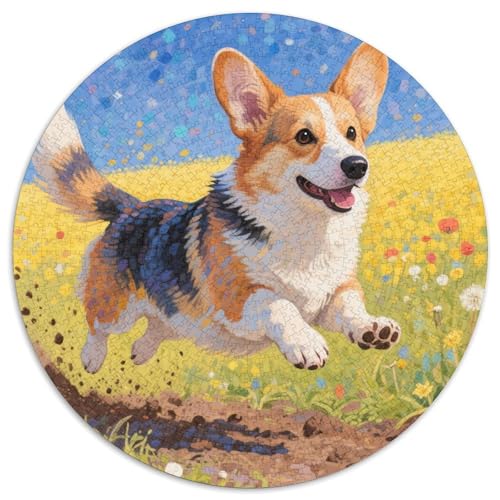 Corgi 1000 Teile Wildtiere Kreisförmiges Puzzle Impossible Game Clever Rätsel Für Erwachsene Und Kinder 1000pcs (67.5x67.5cm) von BZZOLASP