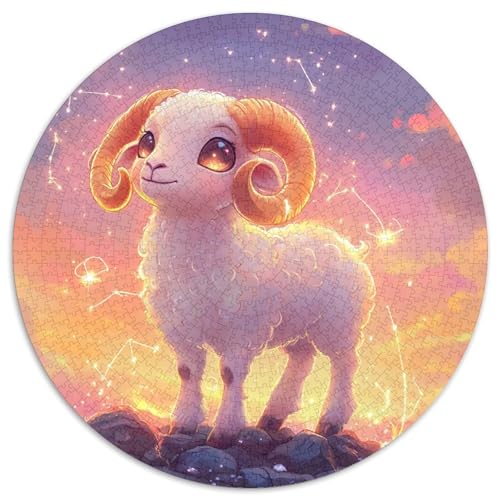 Cute Lamm 1000 Teile Animation Kreisförmiges Puzzle Clever Rätsel Für Erwachsene Und Kinder 1000pcs (67.5x67.5cm) von BZZOLASP