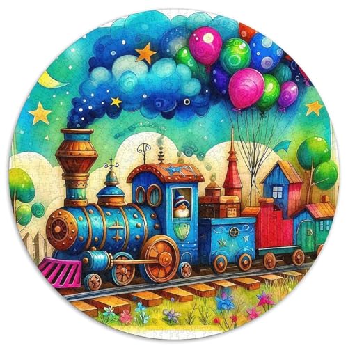Dampfzug 1000 Teile Dampfzug Kreisförmiges Puzzle Farbenfrohes Für Erwachsene Und Kinder 1000pcs (67.5x67.5cm) von BZZOLASP