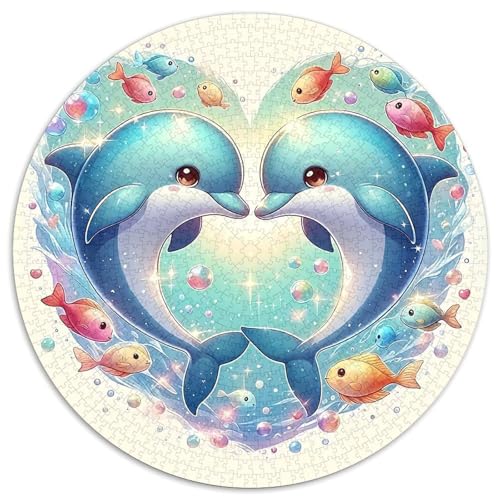 Delphin 1000 Teile Delphin Kreisförmiges Puzzle Farbenfrohes Für Erwachsene Und Kinder 1000pcs (67.5x67.5cm) von BZZOLASP