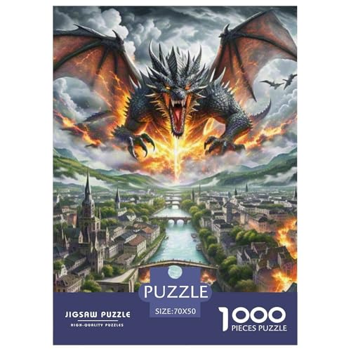 Der Drache 1000 Stücke Challenge Puzzle Farbenfrohes Clever Rätsel Für Erwachsene Und Kinder 70x50cm/1000pcs von BZZOLASP