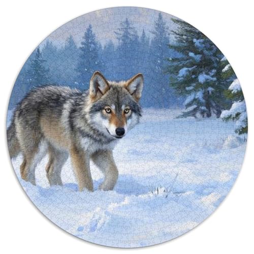 Der kleine Wolf 1000 Teile Wildtiere Kreisförmiges Puzzle Clever Rätsel Für Erwachsene Und Kinder 1000pcs (67.5x67.5cm) von BZZOLASP