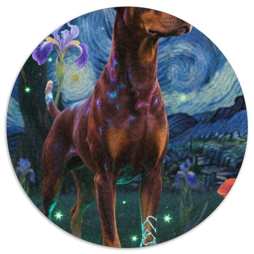 Doberman Pinscher 1000 Stück Herausforderndes Puzzle Clever Rätsel Farbenfrohes Für Erwachsene Und Kinder 1000pcs (67.5x67.5cm) von BZZOLASP