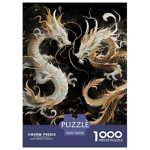 Drachen 1000 Teile Papiernes Puzzle Impossible Spiel Farbenfrohes Für Erwachsene Und Kinder 70x50cm/1000pcs von BZZOLASP