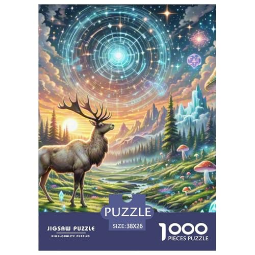 Elch 1000 Teile Puzzles-Geschenk Impossible Spiel Farbenfrohes Für Erwachsene Und Kinder 38x26cm/1000pcs von BZZOLASP