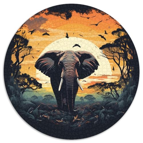Elefanten 1000 Teile Kreisförmiges Puzzle Impossible Spiel Clever Rätsel Für Erwachsene Und Kinder 1000pcs (67.5x67.5cm) von BZZOLASP