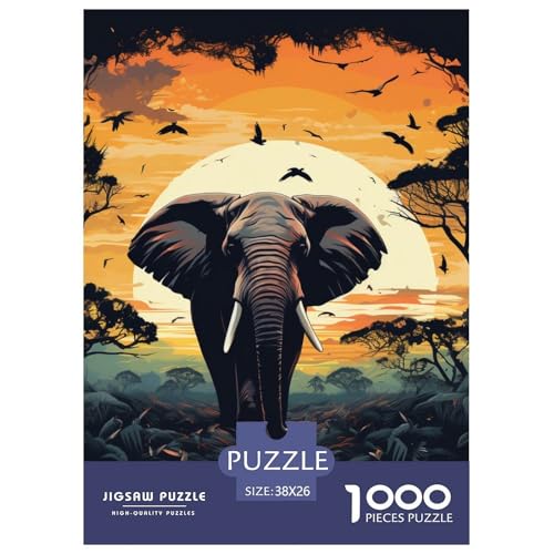 Elefanten 1000 Teile Papiernes Puzzle Impossible Spiel Farbenfrohes Für Erwachsene Und Kinder 38x26cm/1000pcs von BZZOLASP