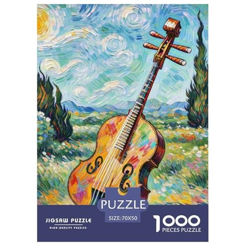 Erhu 1000 Teile Musikinstrument Herausforderndes Puzzle Farbenfrohes Farbenfrohes Für Erwachsene Und Kinder 70x50cm/1000pcs von BZZOLASP