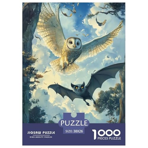 Eule 1000 Teile Papiernes Puzzle Impossible Spiel Farbenfrohes Für Erwachsene Und Kinder 38x26cm/1000pcs von BZZOLASP