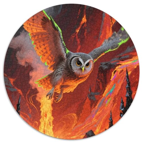 Eule 1000 Teile Tier Kreisförmiges Puzzle Clever Rätsel Farbenfrohes Für Erwachsene Und Kinder 1000pcs (67.5x67.5cm) von BZZOLASP