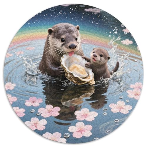 Europäische Otter 1000 Stück Kreisförmiges Puzzle Clever Rätsel Farbenfrohes Für Erwachsene Und Kinder 1000pcs (67.5x67.5cm) von BZZOLASP