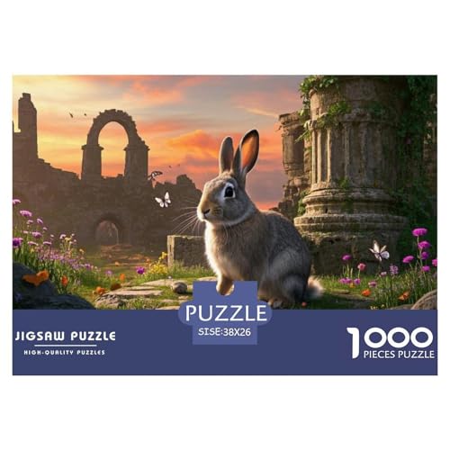 Europäisches Kaninchen 1000 Teile Wildtiere Puzzle Für Erwachsene Impossible Game Clever Rätsel Für Erwachsene Und Kinder 38x26cm/1000pcs von BZZOLASP