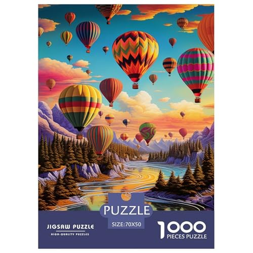 Farbenfarbener Heißballon 1000 Teile Animation Challenge Puzzle Impossible Game Farbenfrohes Für Erwachsene Und Kinder 70x50cm/1000pcs von BZZOLASP