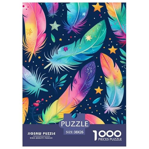 Feder 1000 Teile Herausforderndes Puzzle Impossible Spiel Farbenfrohes Für Erwachsene Und Kinder 38x26cm/1000pcs von BZZOLASP
