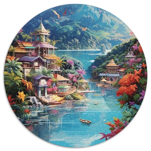 Ferienbucht 1000 Teile Kreisförmiges Puzzle Clever Rätsel Für Erwachsene Und Kinder 1000pcs (67.5x67.5cm) von BZZOLASP