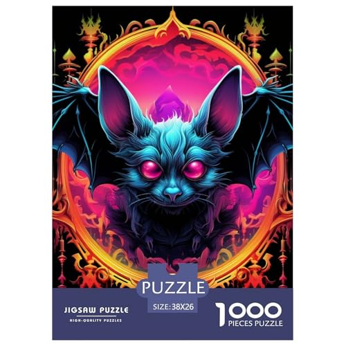 Fledermauss 1000 Teile Puzzle Für Erwachsene Impossible Spiel Farbenfrohes Für Erwachsene Und Kinder 38x26cm/1000pcs von BZZOLASP