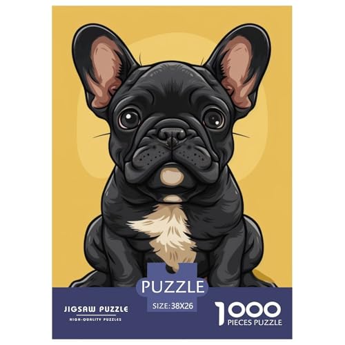 Französische BullHundge 1000 Teile Herausforderndes Puzzle Impossible Spiel Farbenfrohes Für Erwachsene Und Kinder 38x26cm/1000pcs von BZZOLASP