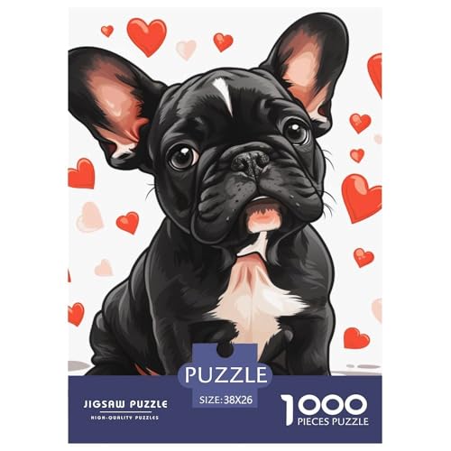 Französische BullHundge 1000 Teile Papiernes Puzzle Impossible Spiel Farbenfrohes Für Erwachsene Und Kinder 38x26cm/1000pcs von BZZOLASP