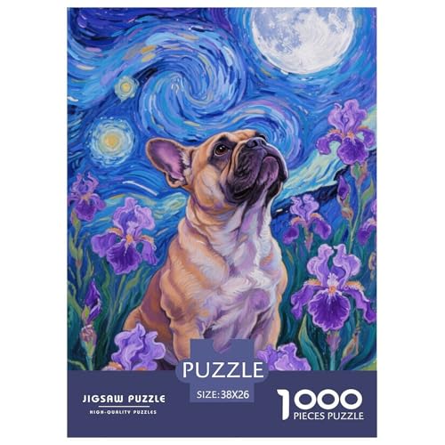 Französische Bulldogges 1000 Teile Haustier Puzzle Für Erwachsene Clever Rätsel Clever Rätsel Für Erwachsene Und Kinder 38x26cm/1000pcs von BZZOLASP
