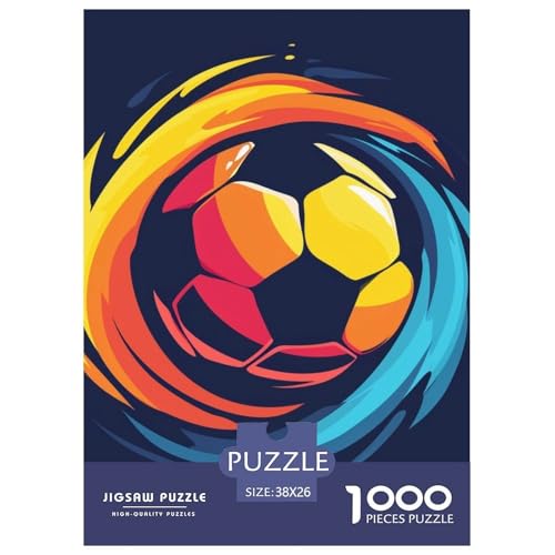 Fußball 1000 Teile Herausforderndes Puzzle Farbenfrohes Farbenfrohes Für Erwachsene Und Kinder 38x26cm/1000pcs von BZZOLASP
