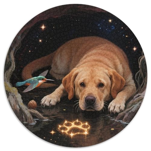 Goldener Retriever 1000 Stück Kreisförmiges Puzzle Farbenfrohes Clever Rätsel Für Erwachsene Und Kinder 1000pcs (67.5x67.5cm) von BZZOLASP