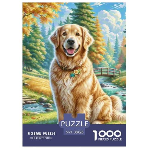 Goldener Retriever 1000 Teile Tiere Jigsaw Puzzles Clever Rätsel Clever Rätsel Für Erwachsene Und Kinder 38x26cm/1000pcs von BZZOLASP
