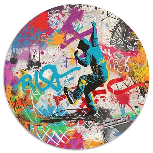 Graffiti 1000 Stück Kreisförmiges Puzzle Impossible Spiel Farbenfrohes Für Erwachsene Und Kinder 1000pcs (67.5x67.5cm) von BZZOLASP