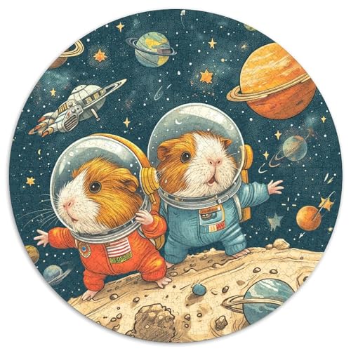 Guinea Schweins Explore Space 1000 Teile Animation Kreisförmiges Puzzle Impossible Game Clever Rätsel Für Erwachsene Und Kinder 1000pcs (67.5x67.5cm) von BZZOLASP