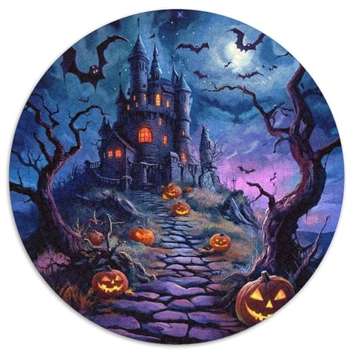 Halloween Dorf 1000 Stück Animation Kreisförmiges Puzzle Impossible Spiel Clever Rätsel Für Erwachsene Und Kinder 1000pcs (67.5x67.5cm) von BZZOLASP
