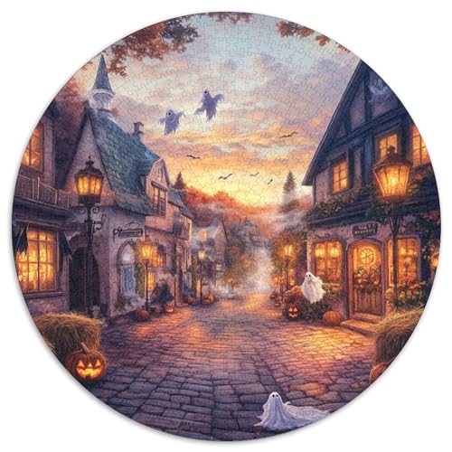 Halloween Dorf 1000 Teile Animation Kreisförmiges Puzzle Impossible Spiel Clever Rätsel Für Erwachsene Und Kinder 1000pcs (67.5x67.5cm) von BZZOLASP