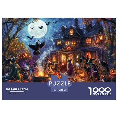 Halloween Dorf 1000 Teile Puzzle Für Erwachsene Clever Rätsel Farbenfrohes Für Erwachsene Und Kinder 70x50cm/1000pcs von BZZOLASP