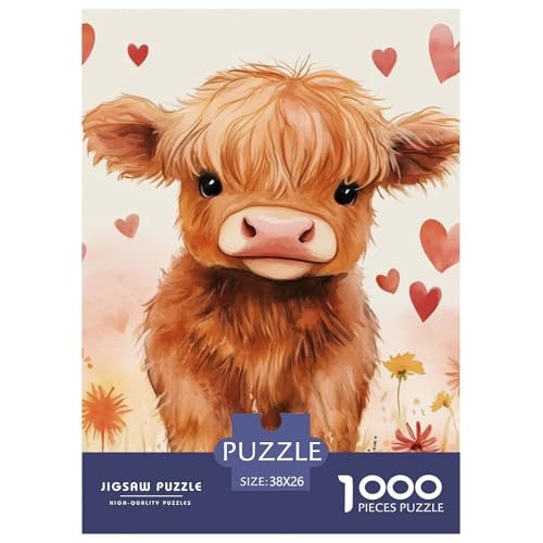 Highland Kuh 1000 Teile Animation Papiernes Puzzle Farbenfrohes Clever Rätsel Für Erwachsene Und Kinder 38x26cm/1000pcs von BZZOLASP