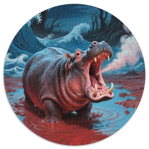 Hippopotamus 1000 Stück Tier Herausforderndes Puzzle Farbenfrohes Für Erwachsene Und Kinder 1000pcs (67.5x67.5cm) von BZZOLASP