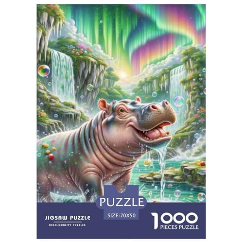 Hippopotamus 1000 Stücke Tiere Challenge Puzzle Farbenfrohes Clever Rätsel Für Erwachsene Und Kinder 70x50cm/1000pcs von BZZOLASP