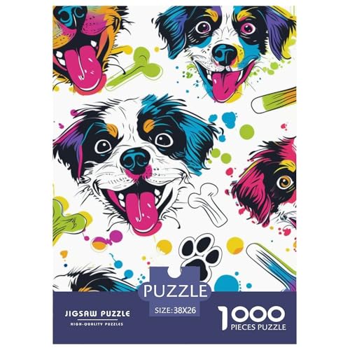 Hund 1000 Teile Herausforderndes Puzzle Impossible Spiel Farbenfrohes Für Erwachsene Und Kinder 38x26cm/1000pcs von BZZOLASP