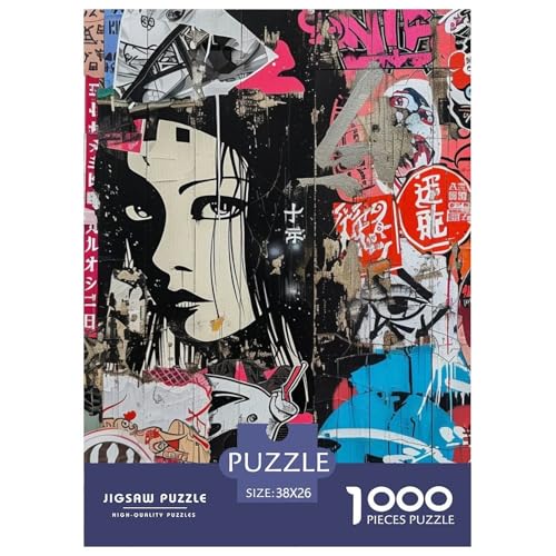 Japanische Graffiti 1000 Stücke Animation Challenge Puzzle Impossible Spiel Farbenfrohes Für Erwachsene Und Kinder 38x26cm/1000pcs von BZZOLASP