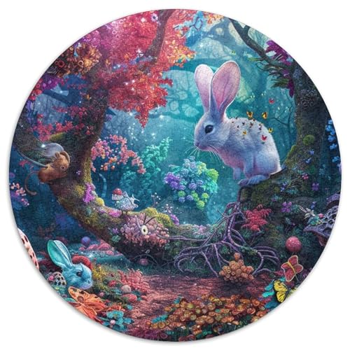 Kaninchen 1000 Teile Kreisförmiges Puzzle Clever Rätsel Farbenfrohes Für Erwachsene Und Kinder 1000pcs (67.5x67.5cm) von BZZOLASP