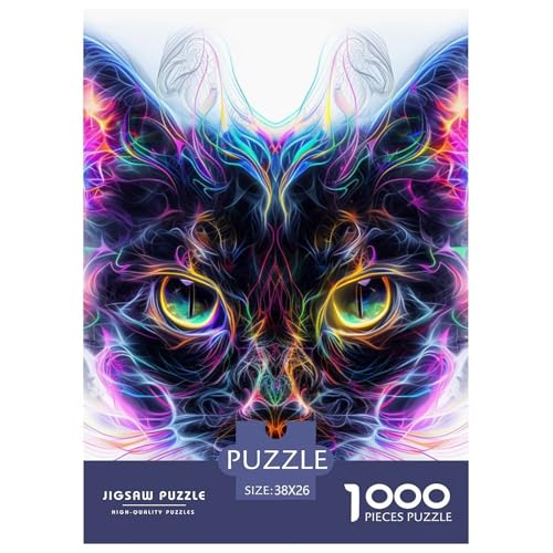 Katze 1000 Teile Challenge Puzzle Impossible Spiel Farbenfrohes Für Erwachsene Und Kinder 38x26cm/1000pcs von BZZOLASP