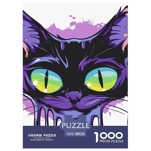 Katze 1000 Teile Herausforderndes Puzzle Impossible Spiel Farbenfrohes Für Erwachsene Und Kinder 38x26cm/1000pcs von BZZOLASP